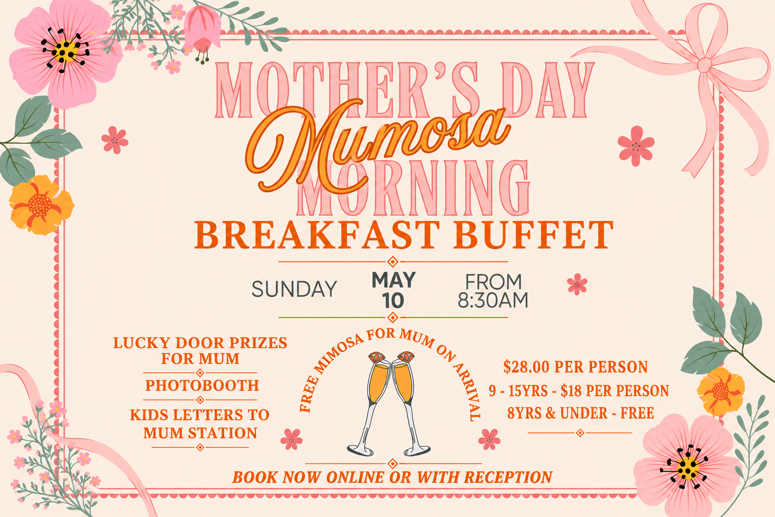 Mother’s Day Mimosa Morning Breakfast Buffet 2026